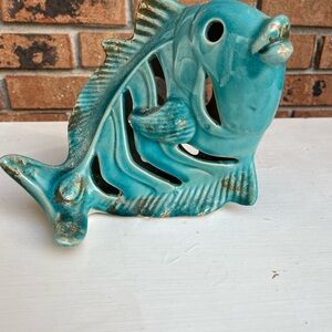 Turquoise Ceramic Fish Decor